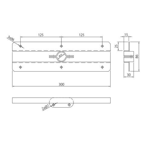 Wspornik półki symetryczny podwójny do rury fi 25mm chrom