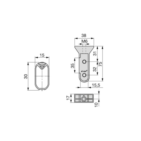 Zestaw uchwytów do drążka do szafy SILK L+P Czarny Emuca
