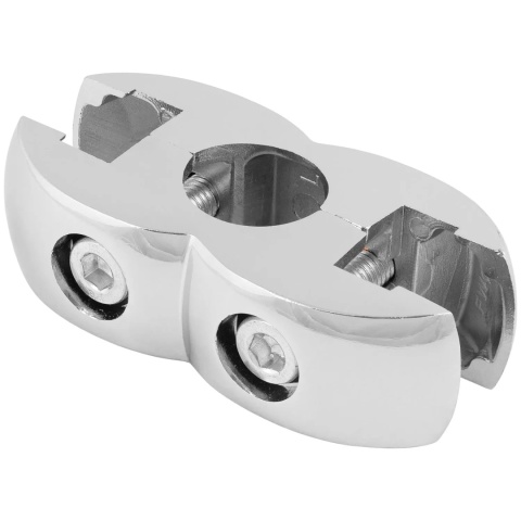 Złącze podwójne proste do szkła do rury fi 25mm chrom