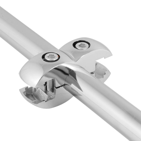 Złącze podwójne proste do szkła do rury fi 25mm chrom