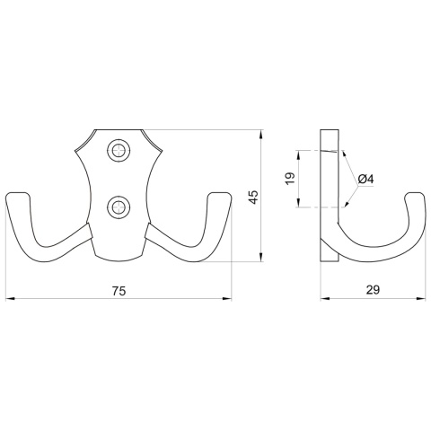 Wieszak meblowy niski na ubrania W004 Złoty Szczotkowany