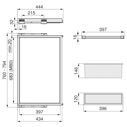 Wieszak na spodnie do szafy 800MM HACK EMUCA Czarny