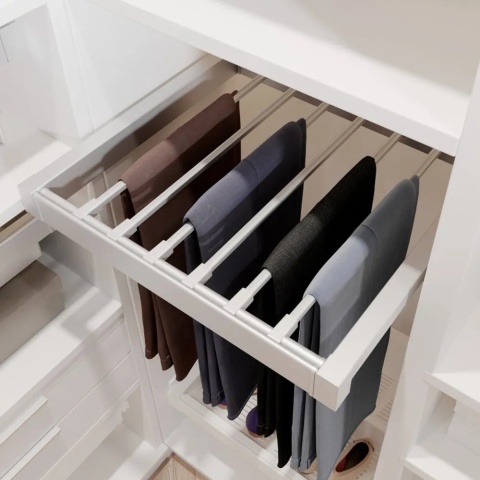 Wysuwany wieszak na spodnie do szafy garderoby 600MM ELITE Biały GTV