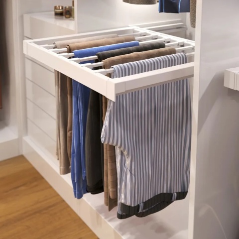 Wysuwany wieszak na spodnie do szafy garderoby 600MM ELITE Biały GTV