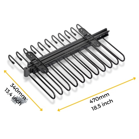 Wysuwany wieszak na spodnie do szafy garderoby Tytanowy QUARTZ EMUCA