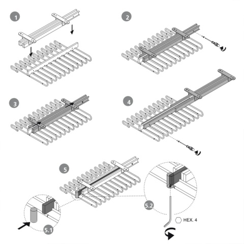 Wysuwany wieszak na spodnie do szafy garderoby Tytanowy QUARTZ EMUCA