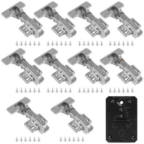 Zawias meblowy nakładany PRESTIGE z samodociągiem CLIP-ON GTV 10szt + Szablon