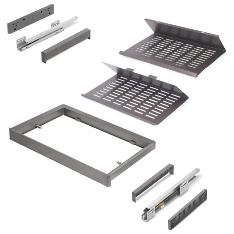 Zestaw wysuwanych szuflad na buty do garderoby Quartz 562 - 588 mm (M60) Emuca