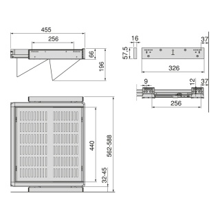 Zestaw wysuwanych szuflad na buty do garderoby Quartz 562 - 588 mm (M60) Emuca