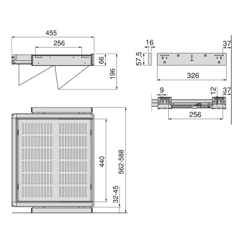Zestaw wysuwanych szuflad na buty do garderoby Quartz 562 - 588 mm (M60) Emuca