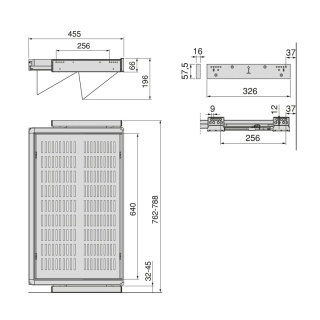 Zestaw wysuwanych szuflad na buty do garderoby Quartz 762 - 788 mm (M80) Emuca