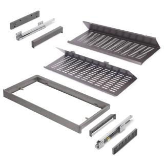 Zestaw wysuwanych szuflad na buty do garderoby Quartz 862 - 888 mm (M90) Emuca