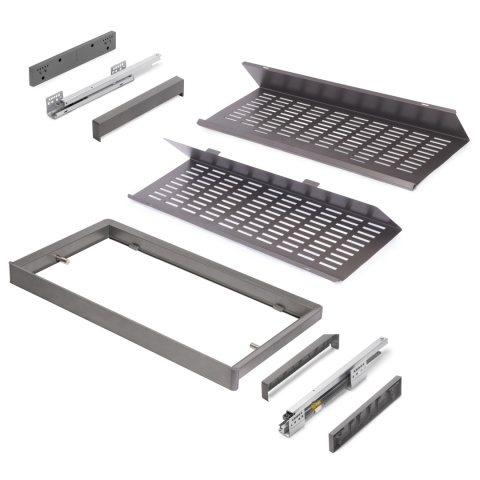 Zestaw wysuwanych szuflad na buty do garderoby Quartz 862 - 888 mm (M90) Emuca