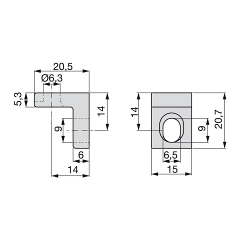 Kątownik meblowy wspornik półek 20,5×20,7mm EMUCA