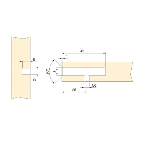 Niewidoczny wspornik podpórka półki drewnianej SIMPLY 3mm Emuca
