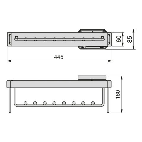 Wysuwany wieszak na ubrania do szafy QUARTZ Emuca - tytanowy