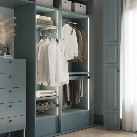 Wysuwany wieszak na ubrania do szafy QUARTZ Emuca - tytanowy