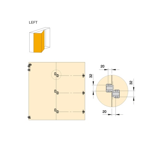 Zawias centralny do systemu TWOFOLD 6322121 EMUCA