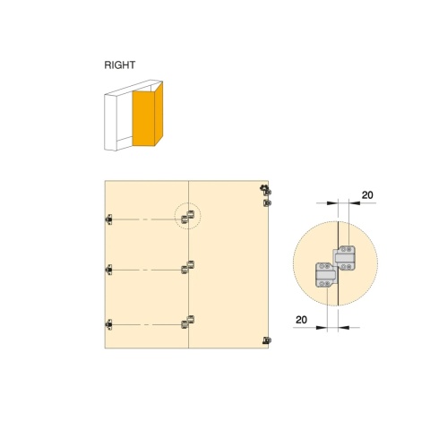 Zawias centralny do systemu TWOFOLD 6322121 EMUCA