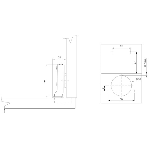 Zawias meblowy Hydrauliczny bliźniaczy AGV + Prowadnik H-0 CLIP-ON AMIX