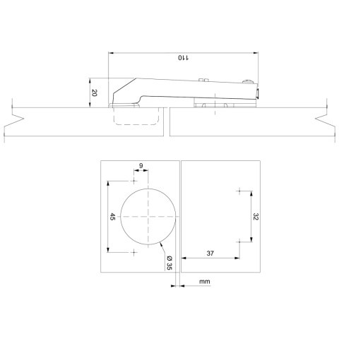Zawias meblowy Hydrauliczny równoległy AGV + Prowadnik H-0 CLIP-ON AMIX