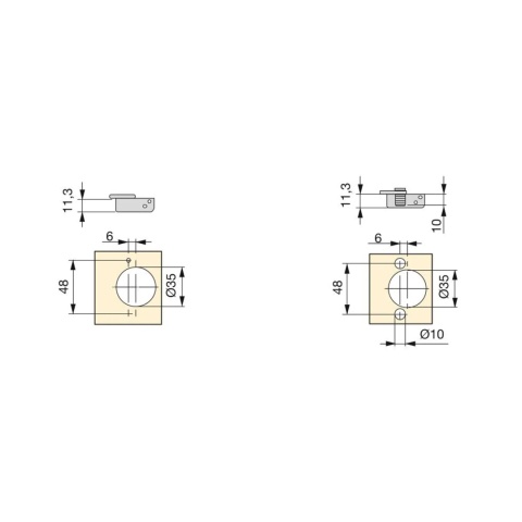 Zawias meblowy bliźniaczy X91N bez sprężyny Nikiel EMUCA