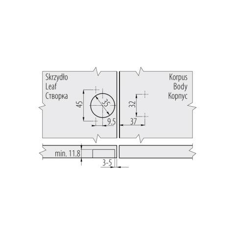 Zawias meblowy kątowy 165° PRESTIGE z samodociągiem CLIP-ON GTV