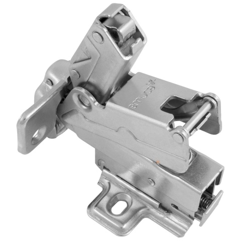 Zawias meblowy kątowy 165° wpuszczany X91 cichy domyk Nikiel EMUCA