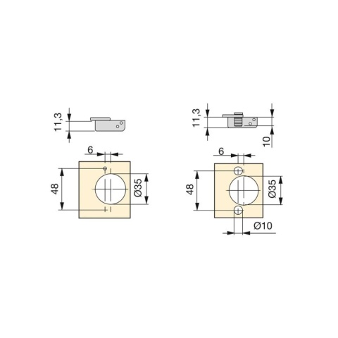 Zawias meblowy nakładany X91N Nikiel EMUCA