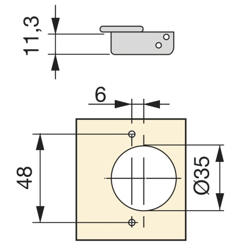 Zawias meblowy nakładany X91R samodomyk Nikiel EMUCA