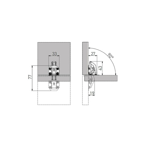 Zawias meblowy tłoczkowy mały GTV