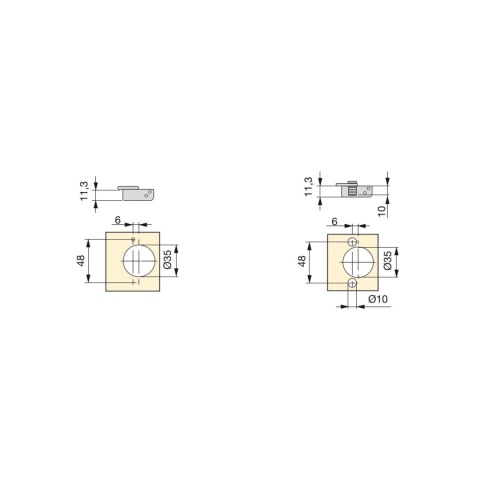 Zawias meblowy wpuszczany X91 samodomyk Nikiel EMUCA