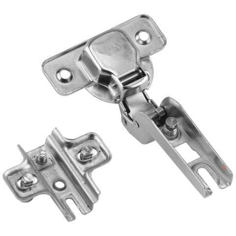 Zawias meblowy wpuszczany AGV PUSH bez sprężyny + Prowadnik H-2 AMIX