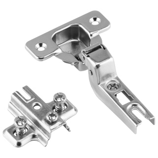 Zawias meblowy wpuszczany AGV PUSH samootwierający + Prowadnik H-4 AMIX