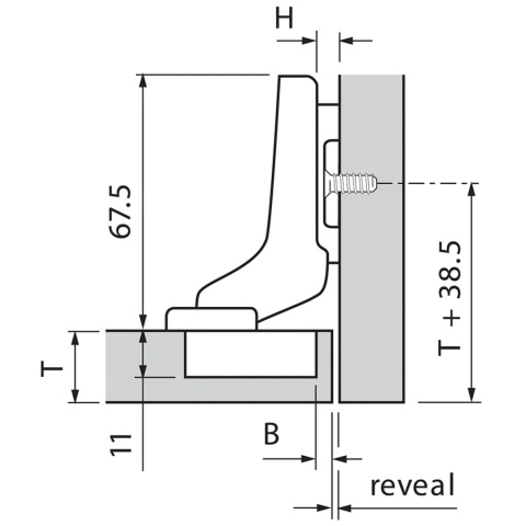 Zawias meblowy wpuszczany CLIP TOP 71M2750 BLUM
