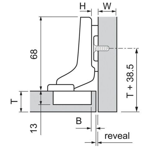 Zawias meblowy wpuszczany CLIP TOP 71T3750 BLUM