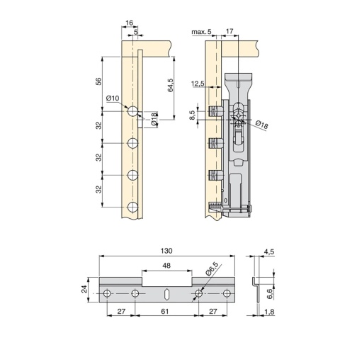 Zawieszka meblowa Levelup 1 regulowana L+P niewidoczna Emuca