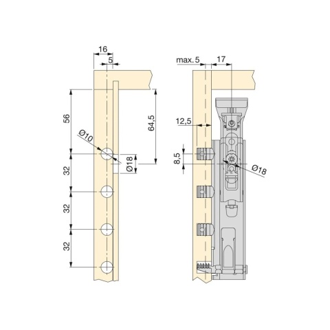 Zawieszka meblowa Levelup 1 z systemem anty przechyleniowym L+P Emuca