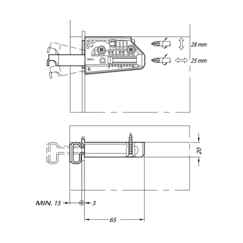 Zawieszka meblowa regulowana do szafek CAMAR 806 L+P + zaślepka Biała