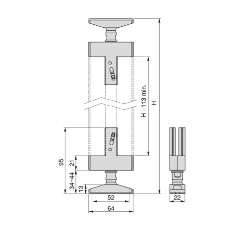 Komplet mocowań do podłogi/sufitu ZERO Czarny