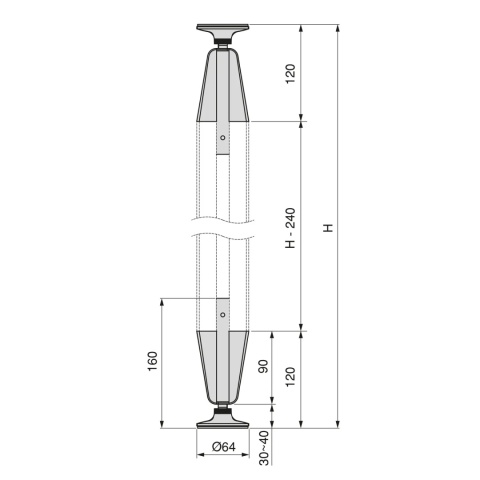 Element montażowy regulowany ZERO (podłoga/sufit) Czarny
