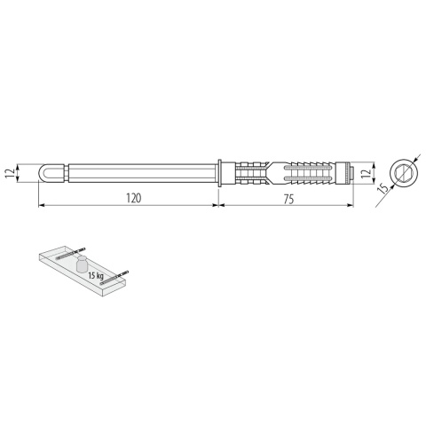 Ramię niewidoczne Wspornik Mocowanie półki 12×120mm LEBA