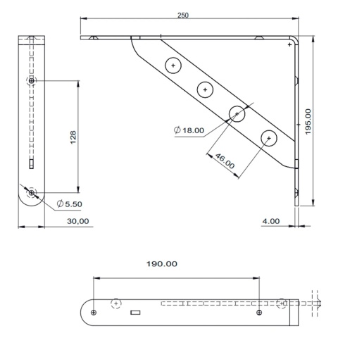 Wspornik półki Podpórka pod półkę AM01 Czarny AMIX