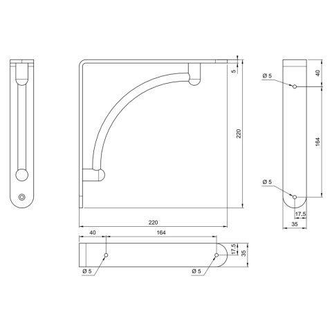 Wspornik półki Podpórka pod półkę AM03 Czarny AMIX