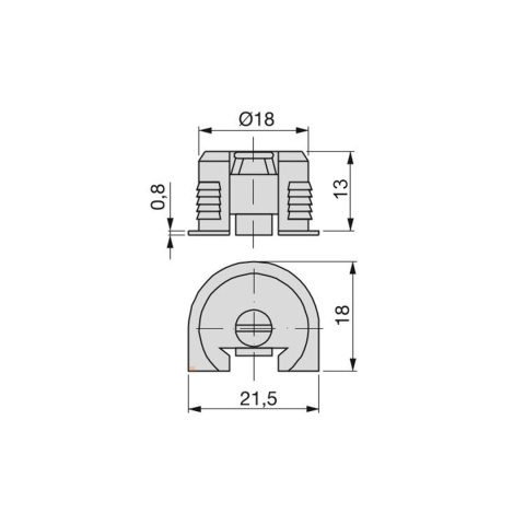 Zaczep klinowy UniBlock fi18mm na płytę 16mm Emuca