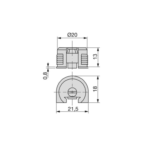 Zaczep klinowy UniBlock fi20mm na płytę 16mm Emuca