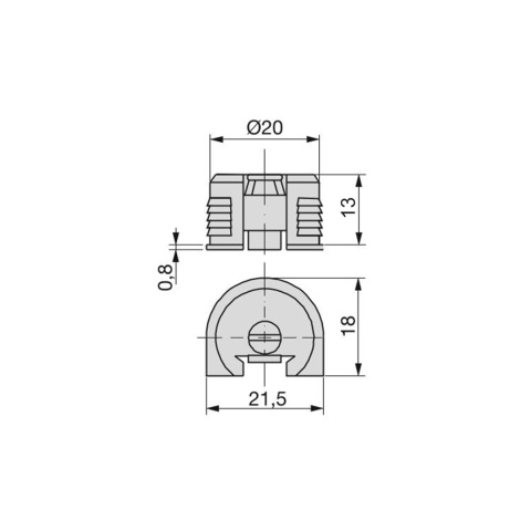 Zaczep klinowy UniBlock fi20mm na płytę 19mm Emuca