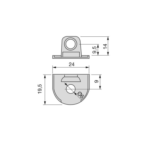 Zaczep klinowy UniBlock fi20mm na płytę 19mm Emuca