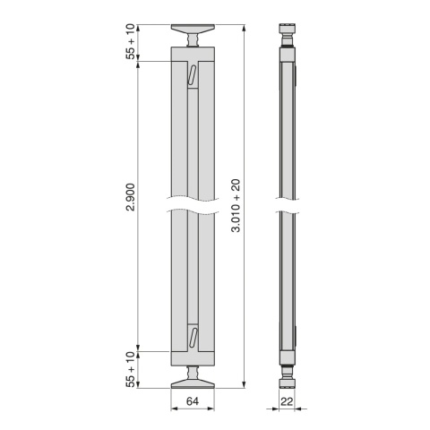 Zestaw 2 profili montaż podłoga/sufit ZERO Czarny