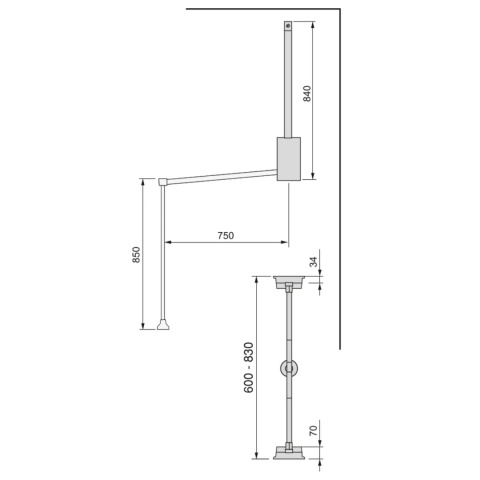 Pantograf, wieszak opuszczany do garderoby 450-600 mm kaszmir EMUCA